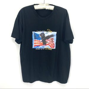 Sale🎈Land of the Free American Flag Black Cotton T-shirt Mens Top USA large
